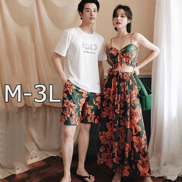 水着 ペアルック レディース メンズ セットアップ 水陸両用 セパレート 紫外線カット 日焼け対策 短パン ショーパン カップル 水着 海 ビーチ ml065zezela