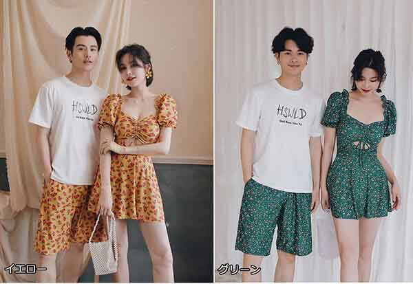 水着 ペアルック レディース メンズ 水陸両用 ワンピース 紫外線カット 日焼け対策 短パン ショーパン カップル 水着 海 ビーチ ml072zezel9