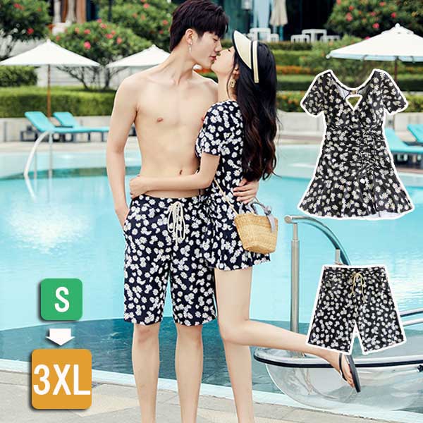 水着 ペアルック レディース メンズ 水陸両用 ワンピース 紫外線カット 日焼け対策 短パン ショーパン カップル 水着 海 ビーチ ml076zezel9