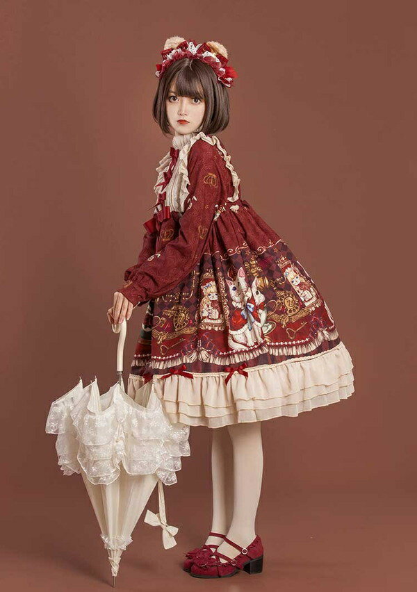 ワンピース 甘ロリ 甘ロリータ ガーリー Aライン コスチューム 衣装 かわいい サーキュラーカフス フリル リボン パフスリーブ 半袖 長袖 仮装 パーティ 髪飾り イベント ハロウィン ピンク S/M/L/XL/2XL dd041zozox1 2