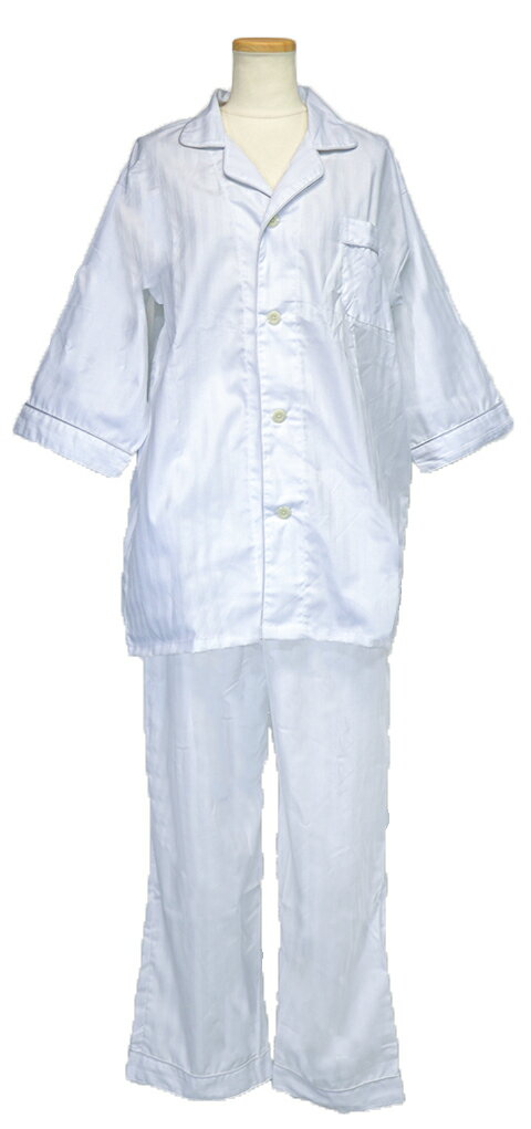 【訳アリ】ホテル仕様シャツガウンパジャマ 業務用 ストライプ柄 白 3枚セット【パジャマ】【お徳用】