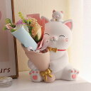 かわいい猫花瓶 花瓶 + 花束 可愛い 造花 バラ チューリップ インテリア 手作り ブーケ 花束 フェイクフラワー アーティフィシャルフラワー 結婚式 DIY パーティー 撮影 美術館 ホーム 庭園 キッチン オフィス パーティー 部屋 置物 飾り ギフト プレゼント
