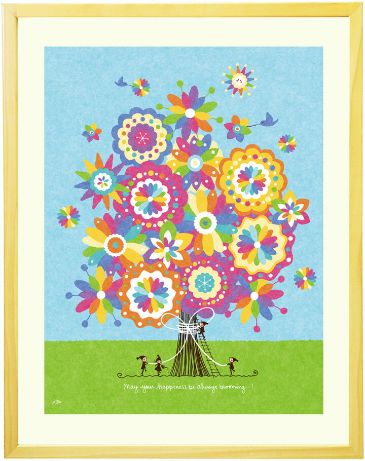 絵画 インテリア 幸せアート 「幸せの花束(虹色)」■Mサイズ■