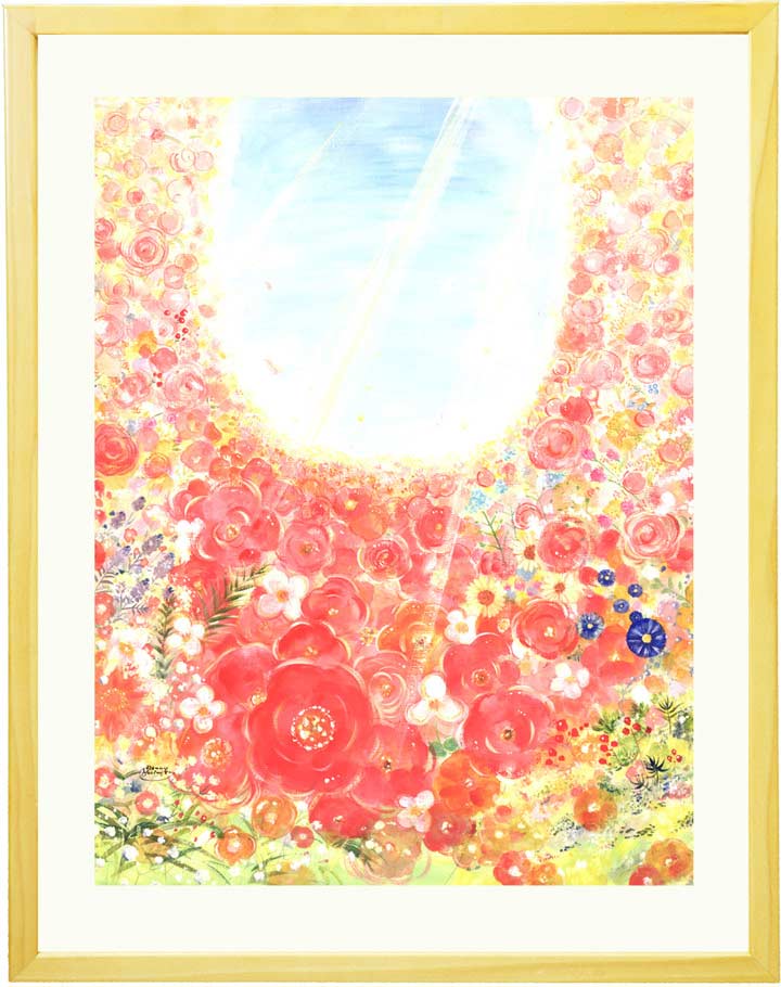 絵画 花 幸せアート「bloom」 玄関 インテリア 風水 玄関に飾る絵画 春 玄関 雑貨 リビング 寝室 店舗 病院 額入り 新築祝い プレゼント 友人 雑貨 おしゃれ アート ポスター 花 パステル 壁掛け 絵 癒しグッズ 花の絵 明るい 優しい 額装 幸せ 癒し ピンク ブルー 花畑