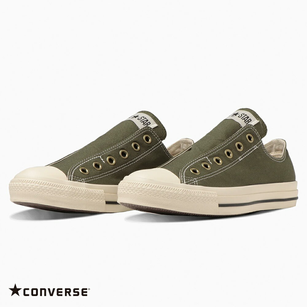 【ハプティックhbA】コンバース【CONVERSE】ALL STAR SLIP III OX オールスター スリップ III OX 紐なし スリッポン スリップオン レディース 靴 キャンバス スニーカー グレー オリーブ HAPTIC ハプティックのサムネイル