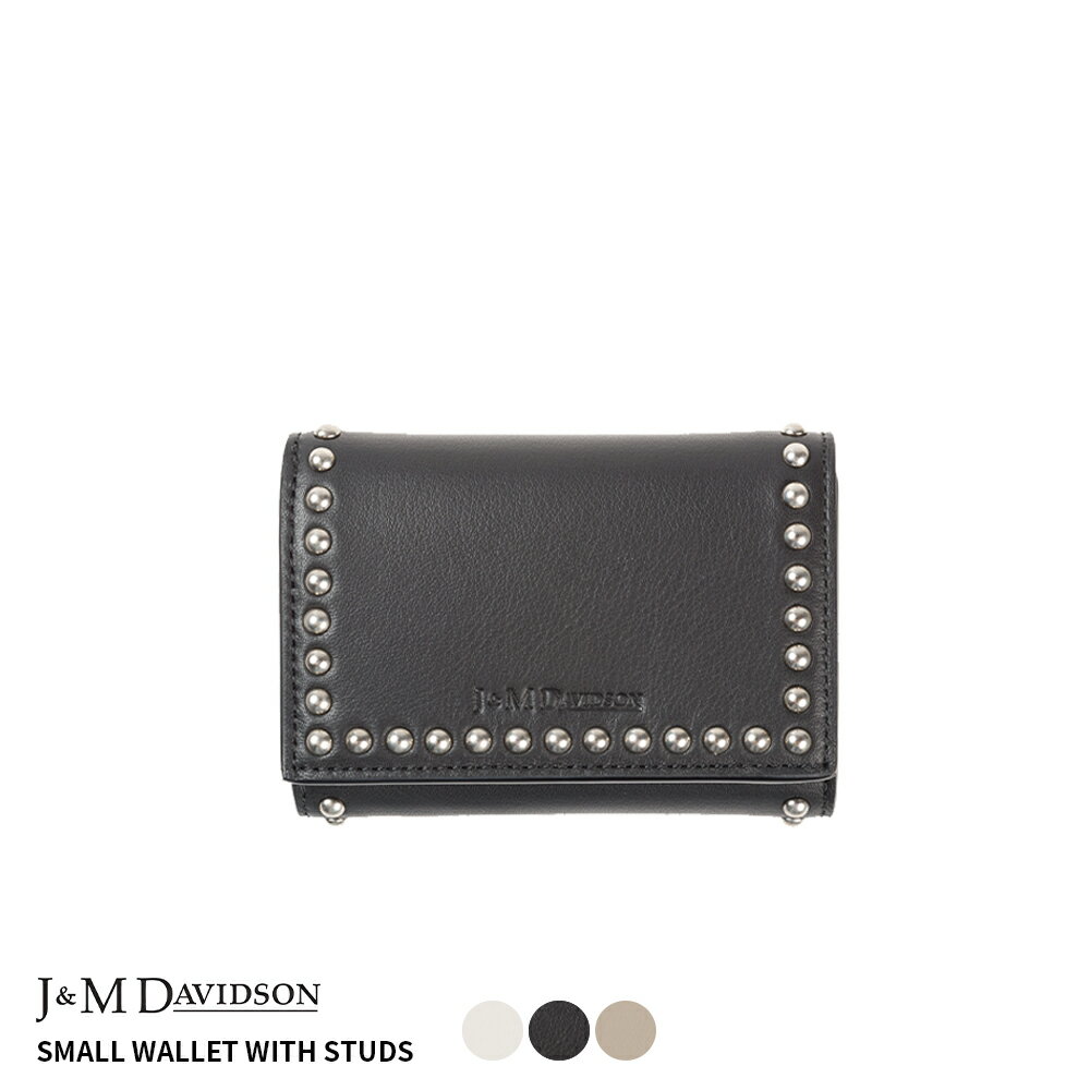 ジェイアンドエム デヴィッドソン SMALL WALLET WITH STUDS スモール ウォレット ウィズ スタッズ SSMW-1XX-SCXX 三つ折り財布 ブラック ライトグレー HAPTIC ハプティック