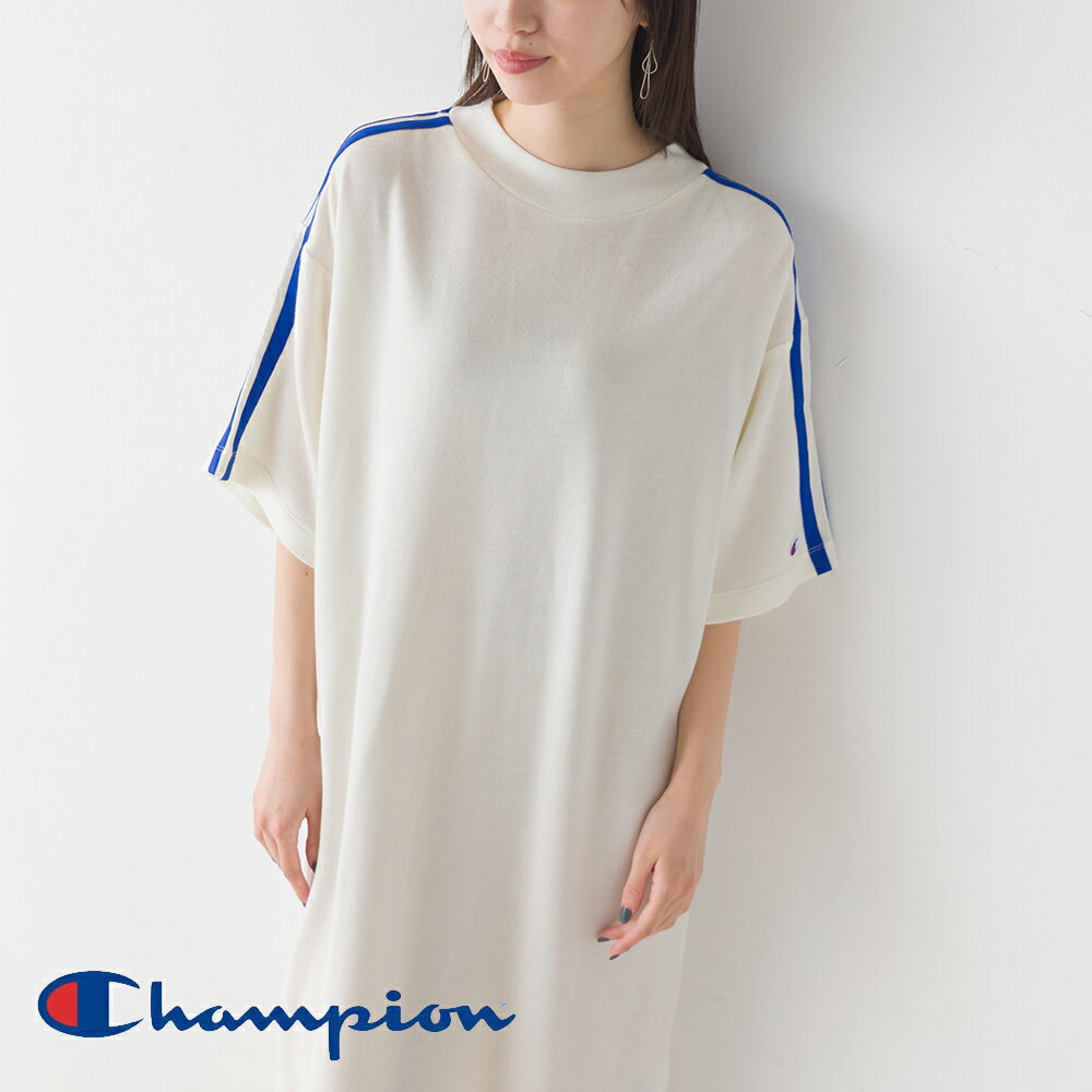 【Champion】ウィメンズ ショートスリーブスウェットワンピース チャンピオン(CW-R013) レディース 半袖 カジュアル ロゴ HAPTIC ハプティック【■】のサムネイル
