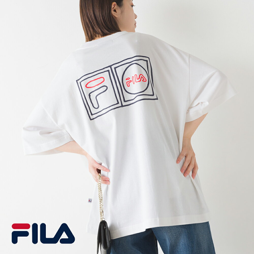 【ハプティックhbH】レディース Tシャツ Sサイズ 【FILA】フィラ クルーネックシャツ FM9775 半袖 トップス カジュアル コットン 綿 HAPTIC ハプティックのサムネイル
