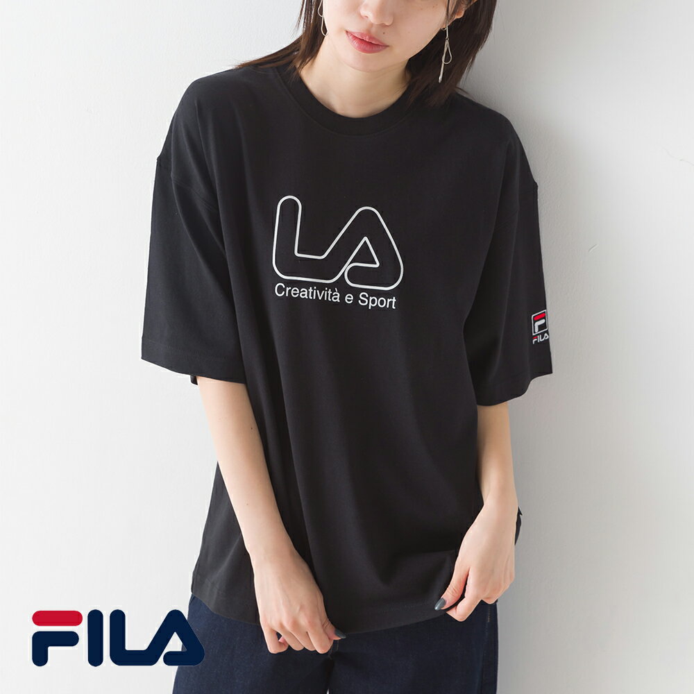 レディース Tシャツ Sサイズ 【FILA】フィラ クルーネックシャツ FM9837 半袖 トップス カジュアル コットン 綿 HAPTIC ハプティック【■】のサムネイル