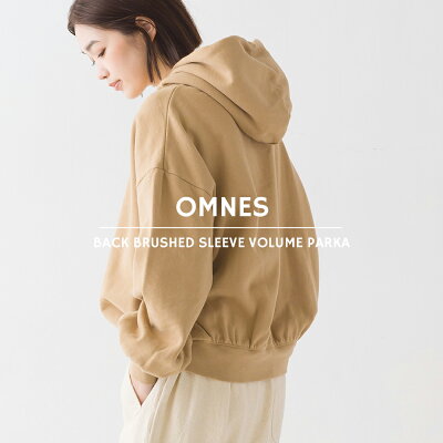 【OMNES】裏起毛スウェット 袖ボリュームパーカー レディース トップス フリーサイズ 長袖 カジュアル 無地 プルオーバーパーカー HAPTIC ハプティック【■】