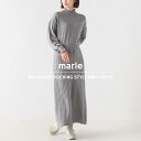 【ハプティックhbD】レディース ニットウェア フリーサイズ 【marle】RN フリルセットアップ風ニットワンピース 全6色 長袖 ハイゲージニット ウエスト切替 HAPTIC ハプティック