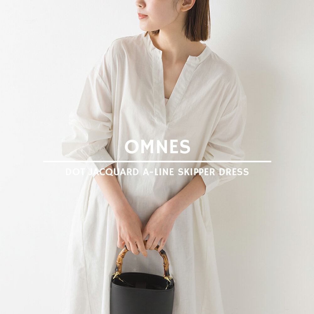【OMNES】ドットジャガード Aラインスキッパーワンピース レディース フリーサイズ カジュアル 長袖 ロングワンピース ロング丈 HAPTIC ハプティック【■】のサムネイル