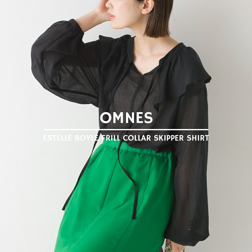 【限界値引き!在庫一掃セール開催中】【OMNES】エステルボイル フリルカラースキッパーシャツ レディース フリーサイズ シアー ブラウス 長袖 カジュアル トップス 透け感 付け襟風 HAPTIC ハプティックのサムネイル