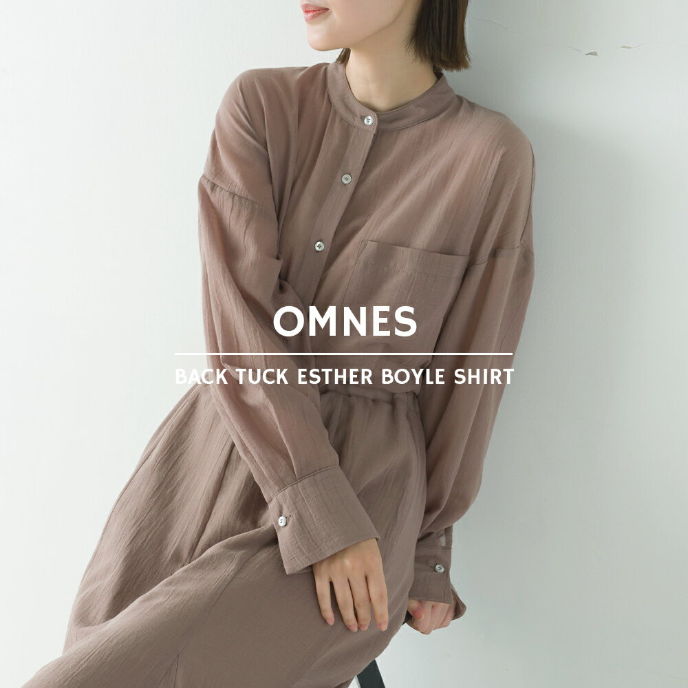 【OMNES】エステルボイル 後ろタックシャツ レディース フリーサイズ カジュアル バンドカラー トップス 透け感 シアーシャツ 長袖シャツ HAPTIC ハプティック【Aクーポン対象】のサムネイル