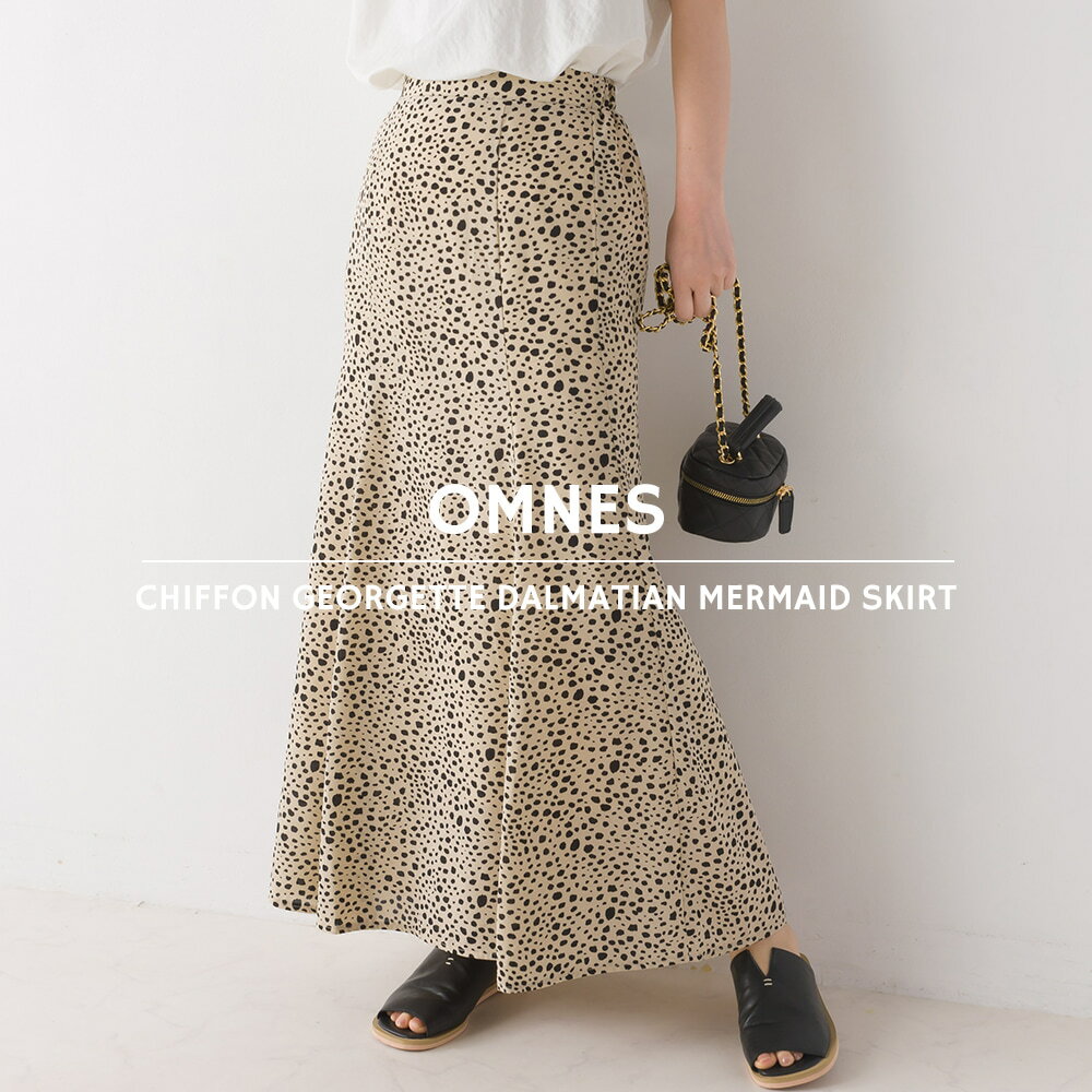 【ハプティックhbB】【OMNES】シフォンジョーゼット ダルメシアンマーメイドスカート レディース フリーサイズ ロングスカート ロング丈 フレアスカート ウエストゴム きれいめ カジュアル HAPTIC ハプティックのサムネイル