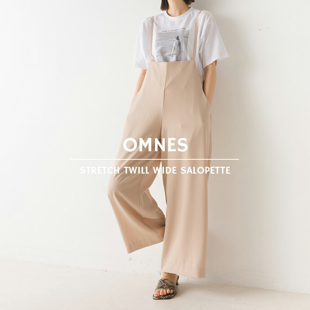 【OMNES Another Edition】ストレッチツイル ワイドサロペット レディース きれいめ ロングパンツ カジュアル ワイドパンツ フリーサイズ HAPTIC ハプティック 母の日のサムネイル