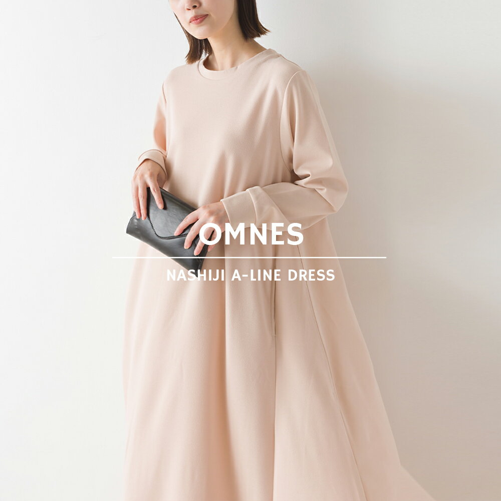 【OMNES】梨地Aラインワンピース レディース フリーサイズ 長袖 ロングワンピース カジュアル ロング丈 マキシワンピース HAPTIC ハプティックのサムネイル