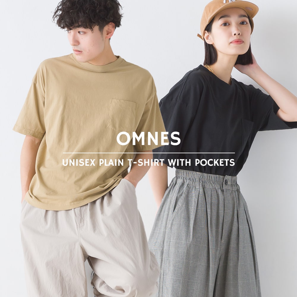 【OMNES】ユニセックス 製品洗い ポケット付無地半袖Tシャツ レディース メンズ カジュアル トップス シンプル ベーシック HAPTIC ハプティック 母の日のサムネイル