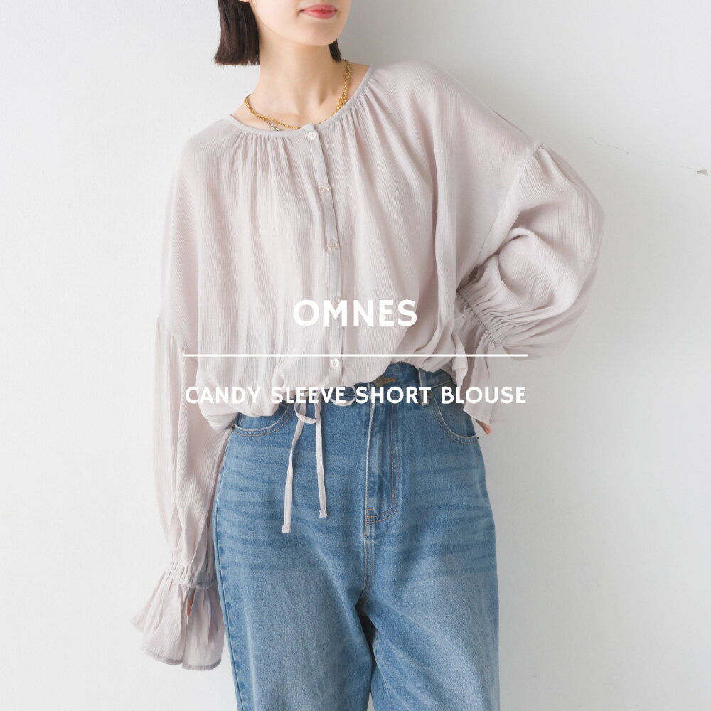 【限界値引き!在庫一掃セール開催中】【OMNES】シフォンクレープ キャンディースリーブショートブラウス レディース フリーサイズ カジュアル 長袖 ショート丈 HAPTIC ハプティックのサムネイル