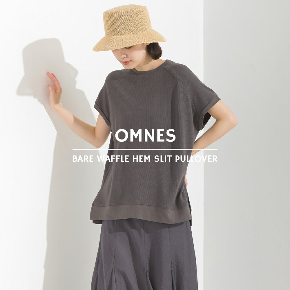 【OMNES】ベアワッフル裾スリットプルオーバー レディース カットソー フリーサイズ 半袖 カジュアル トップス クルーネック シンプル サイドスリット HAPTIC ハプティック 母の日のサムネイル