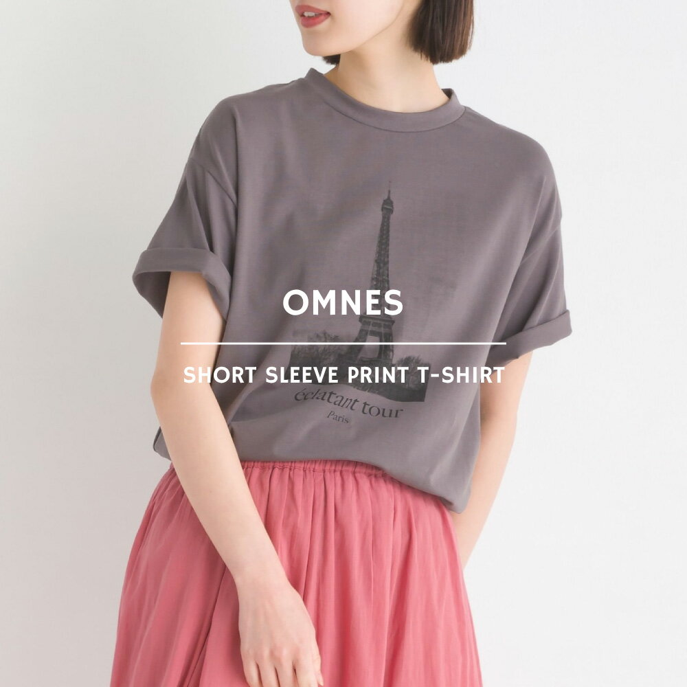 【OMNES】コットンベア天 半袖プリントTシャツ レディース 半袖Tシャツ グラフィックT フォトプリントTシャツ カジュアル サイドスリット Mサイズ Lサイズ HAPTIC ハプティック 母の日のサムネイル