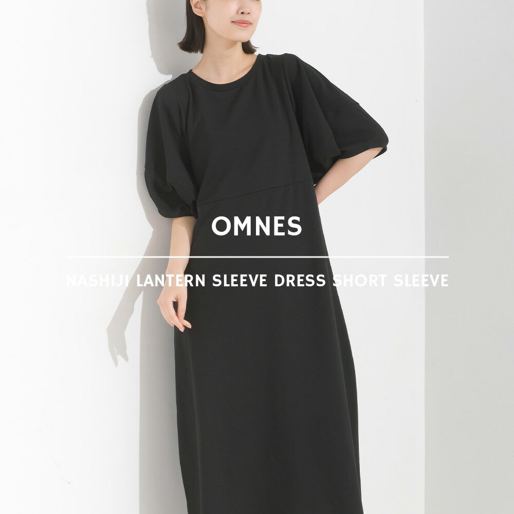 【限界値引き!在庫一掃セール開催中】【OMNES】アムンゼン(梨地) ランタンスリーブワンピース半袖 レディース ロング丈 ロングワンピース ぽわん袖 半袖 シンプル フリーサイズ きれいめ 無地 HAPTIC ハプティックのサムネイル