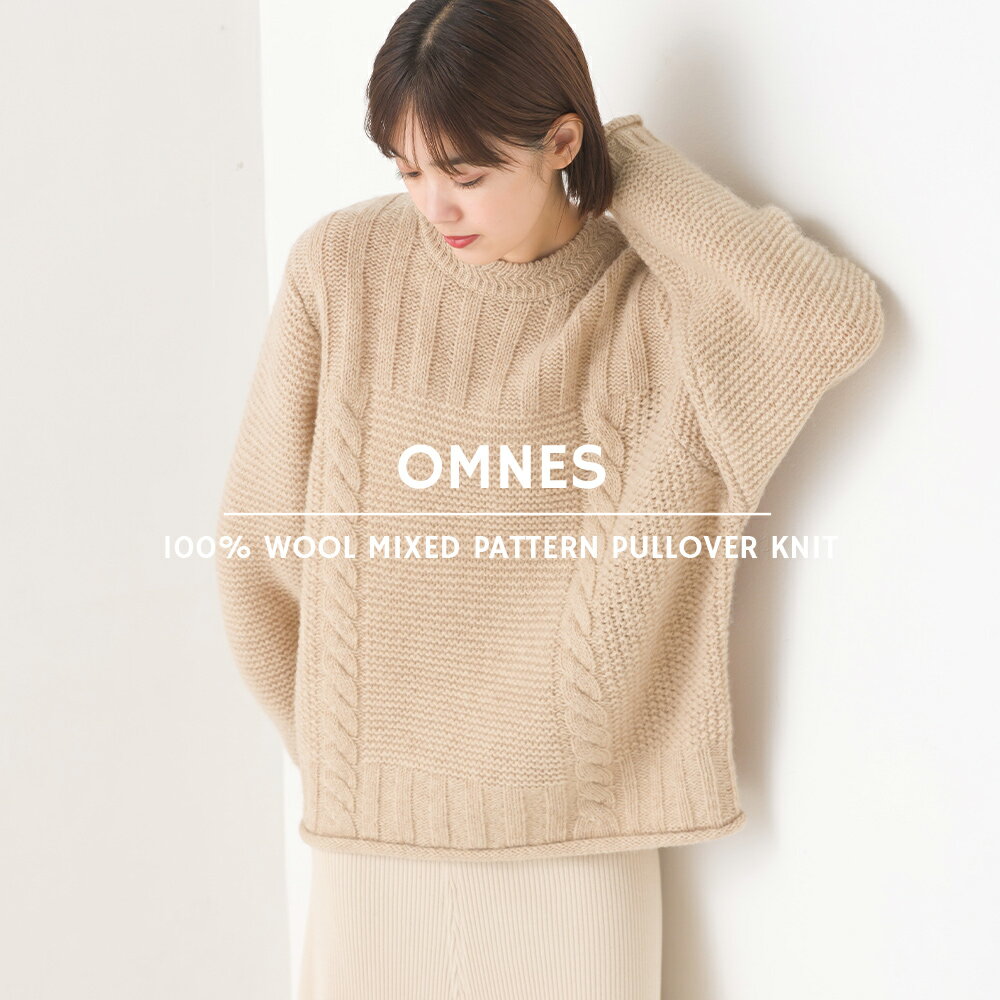 【ハプティックhbB】【OMNES】ウール100％ ミックス柄プルオーバーニット レディース フリーサイズ 長袖 秋冬 ナチュラル カジュアル クルーネック HAPTIC ハプティックのサムネイル