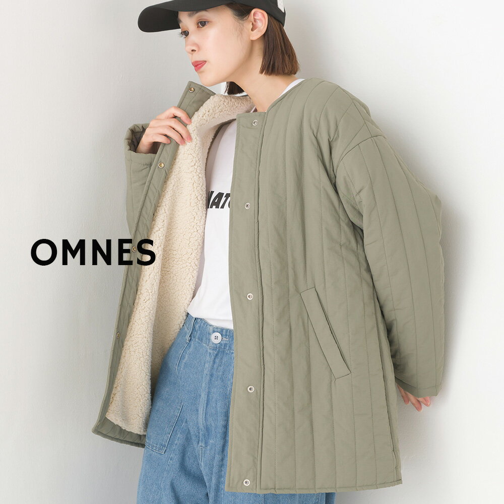 【OMNES】裏ボアラインキルト ノーカラージャケット レディース 中綿入り キルティングジャケット アウター カジュアル 防寒 秋冬 キルティングコート HAPTIC ハプティック【■】のサムネイル