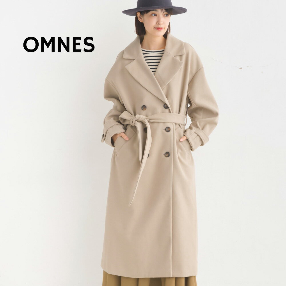 【OMNES】ニットモッサライト ウィンタートレンチコート レディース フリーサイズ アウター ベルト テーラード ロングコート きれいめ カジュアル 防寒 秋冬 HAPTIC ハプティック 母の日のサムネイル