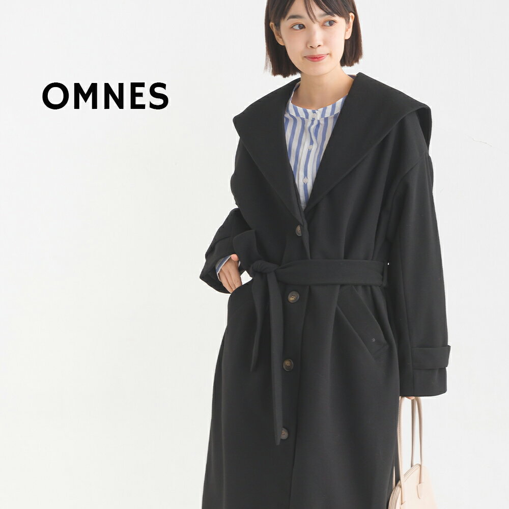 【ハプティックhbB】【OMNES】ニットモッサ ライトセーラーカラーコート レディース フリーサイズ アウター ベルト ロングコート きれいめ カジュアル 防寒 秋冬 HAPTIC ハプティック 母の日のサムネイル