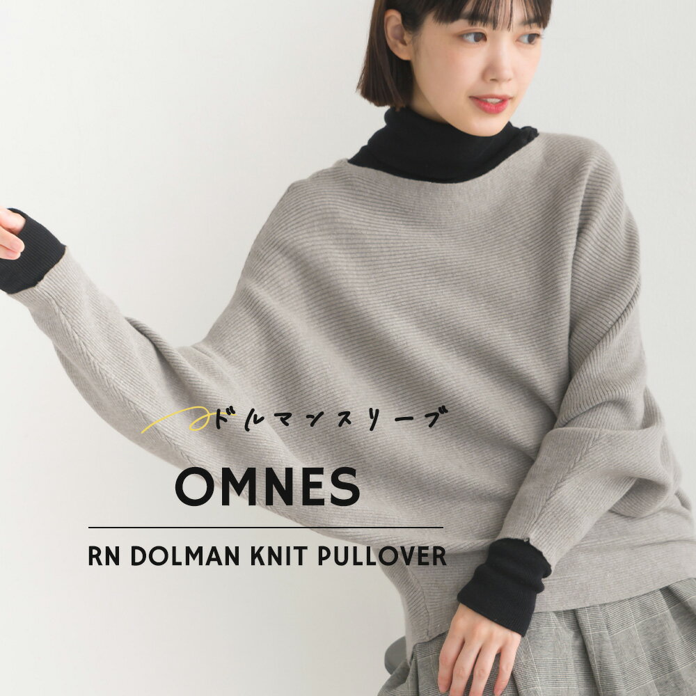 【OMNES Another Edition】R/N ドルマンニットプルオーバー レディース フリーサイズ 長袖 ボートネック トップス 秋冬 レーヨンナイロン HAPTIC ハプティック 母の日のサムネイル