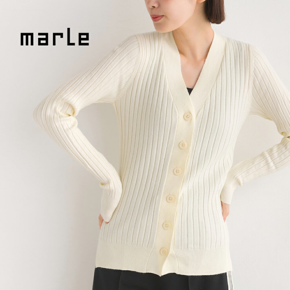 【ハプティックhbE】【marle】RN リブニットカーディガン レディース ニットウェア フリーサイズ 長袖 トップス 羽織り ボタン カジュアル ナチュラル HAPTIC ハプティックのサムネイル