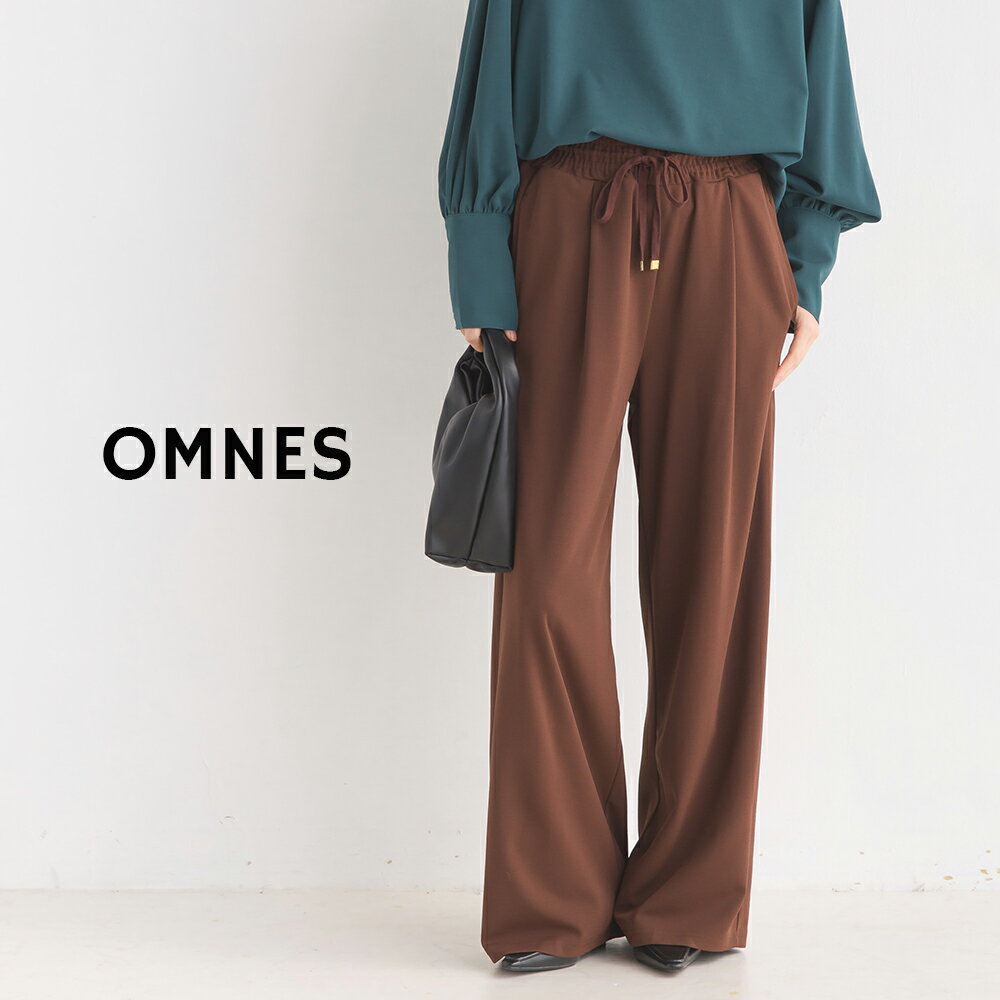 【OMNES Another Edition】ウエストギャザー イージーワイドパンツ レディース ワイドパンツ きれいめ カジュアル ロングパンツ ウエストゴム フリーサイズ HAPTIC ハプティック 母の日のサムネイル