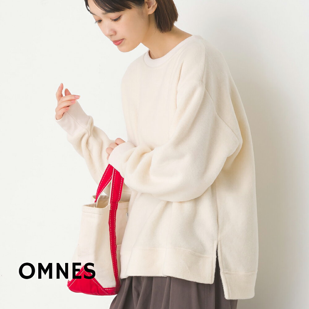 【OMNES】ふわふわフリースプルオーバー長袖 レディース カジュアル フリーサイズ 秋冬 カットソー トップス 無地 暖か リラックス サイドスリット HAPTIC ハプティック オムネス【■】のサムネイル