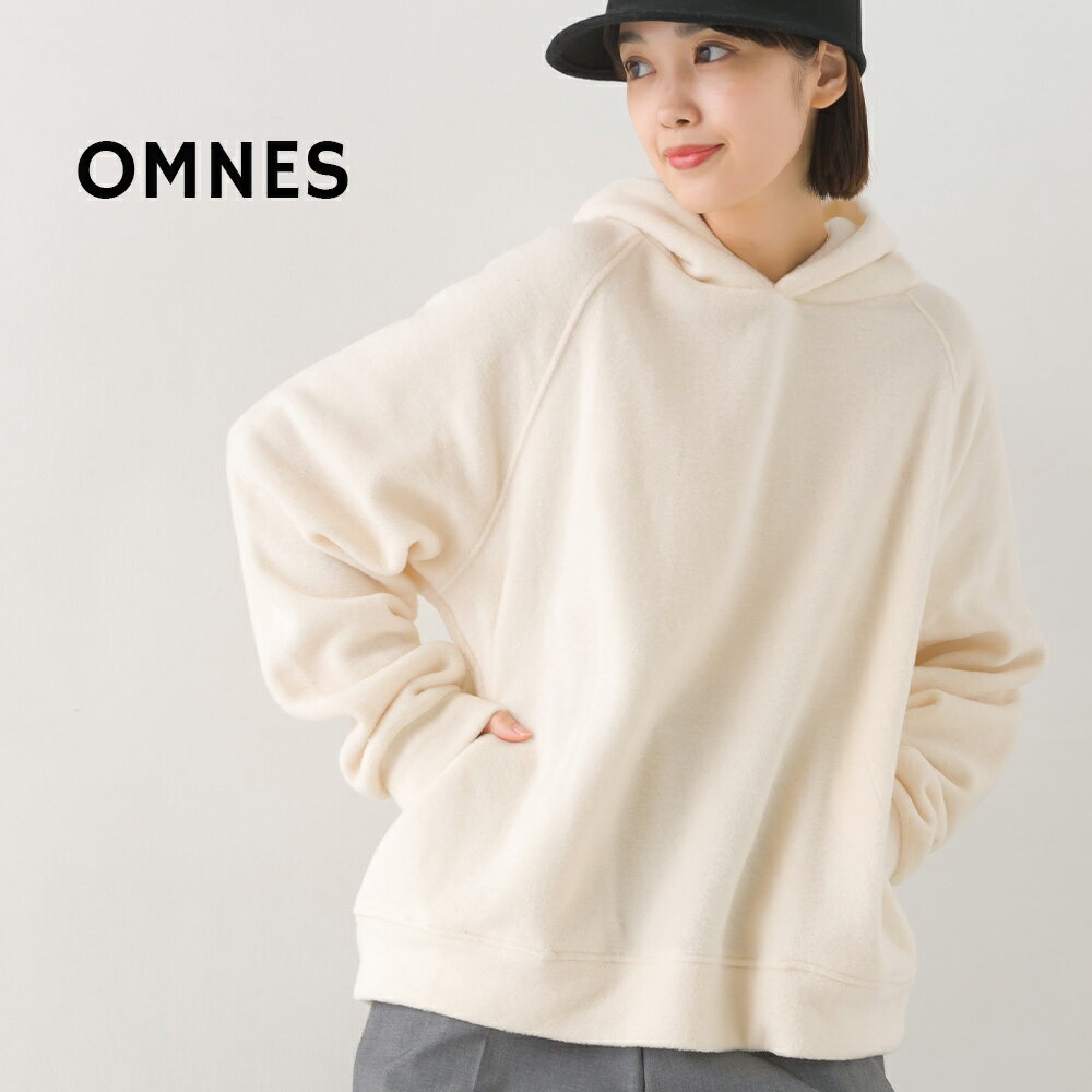 【OMNES】ふわふわフリースパーカー長袖 レディース カジュアル フリーサイズ 秋冬 カットソー トップス 無地 暖か リラックス 府ーディ プルオーバー HAPTIC ハプティック オムネス【■】のサムネイル