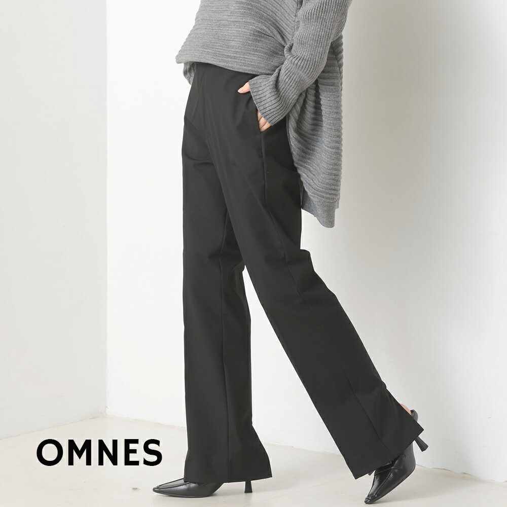 【OMNES】TRストレッチ裾スリットパンツ レディース きれいめ パンツ ロングパンツ 裾バックスリット 伸縮 カジュアル ウエストゴム HAPTIC ハプティック 母の日のサムネイル