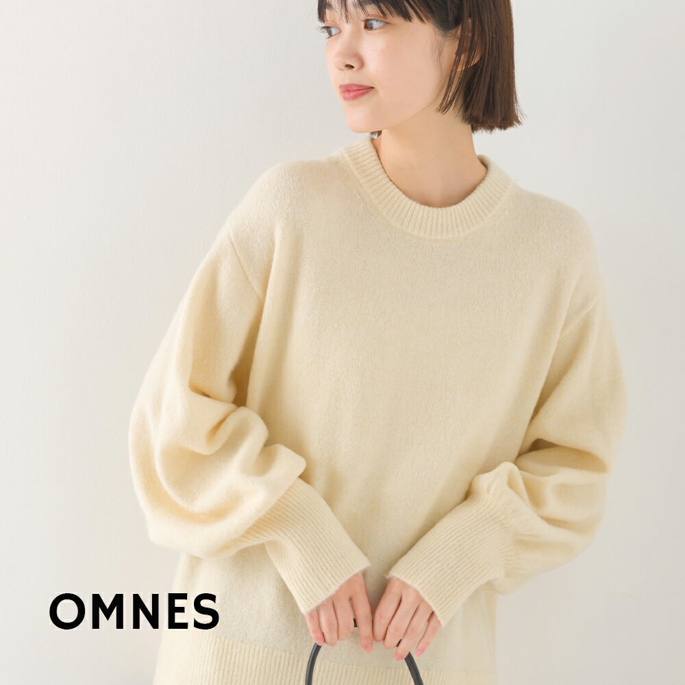 【OMNES】もっちり袖ボリュームニット レディース フリーサイズ 長袖 ボリューム袖 カジュアル ナチュラル クルーネック 秋冬 HAPTIC ハプティック 母の日のサムネイル