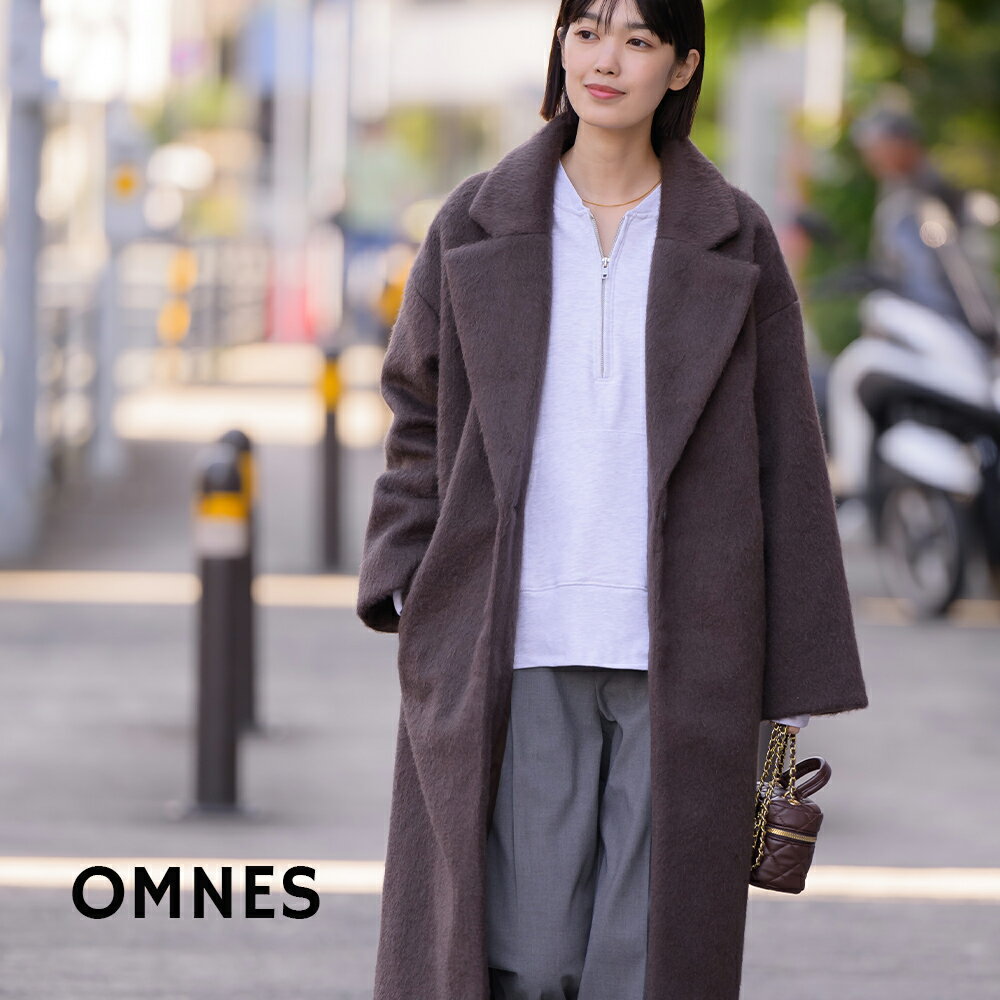 【ハプティックhbA】【OMNES】ニットシャギー袖タックチェスターコート レディース ロングコート カジュアル シャギーコート フリーサイズ 防寒 シンプル 秋冬 HAPTIC ハプティックのサムネイル
