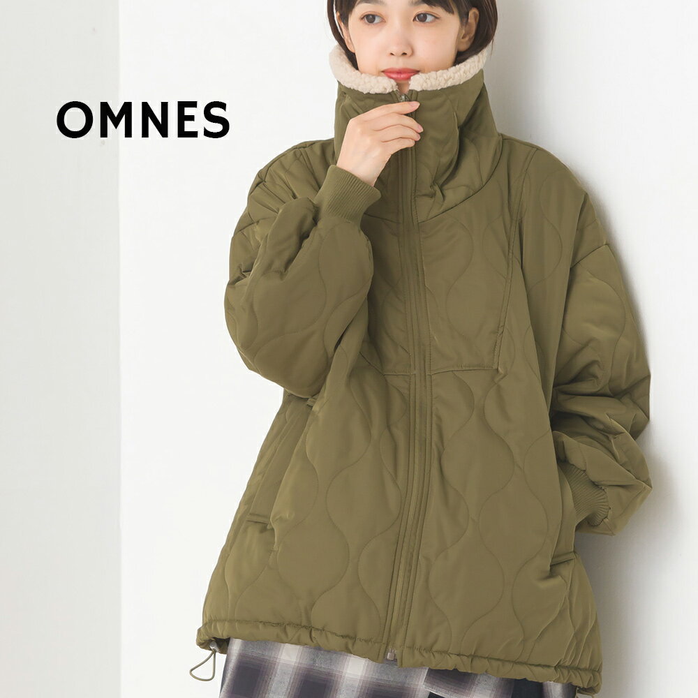 【OMNES】衿ボア キルティングブルゾン レディース 中綿入り キルティングジャケット ボアブルゾン ボアジャケット カジュアル 防寒 秋冬 フリーサイズ ミックスアウター HAPTIC ハプティック【■】のサムネイル