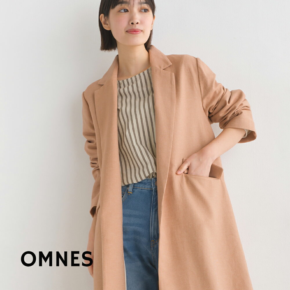 レディース アウター フリーサイズ 【OMNES Supremo】綾織チェスターコート 長袖 ロング丈 羽織り 春アウターHAPTIC ハプティック【■】のサムネイル