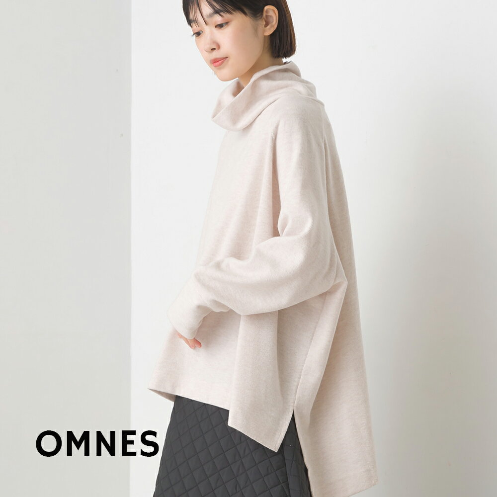【ハプティックhbC】【OMNES】ニットリブ ワイドシルエットタートル 長袖 レディース カジュアル フリーサイズ ハイネック プルオーバー リブニット 起毛 サイドスリット 無地 シンプル HAPTIC ハプティック オムネスのサムネイル