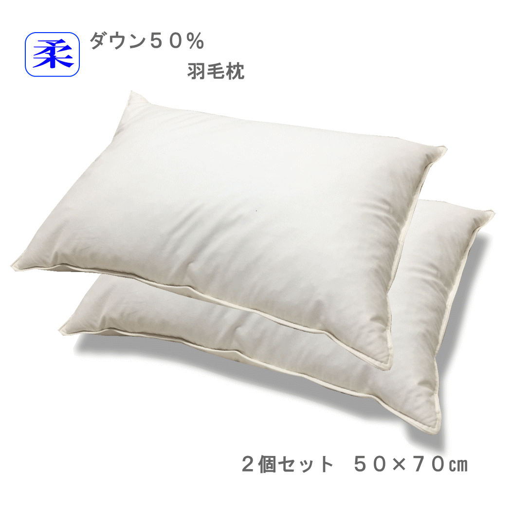 送料無料 羽毛 枕 ホテル仕様 ホワイトダウン50％ 50×70cm 2個セット うもう 枕 超長綿 日本製 讃岐産 SANUKIここちシリーズ 50 70