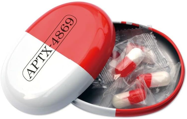 レビュークーポン配布中 名探偵コナン アポトキシンキャンディ缶（江戸川コナン＆灰原哀） コナン APTX-4869 缶 飴 アポトキシン アイアップ キャンディ 灰原 グッズ アイテム お菓子