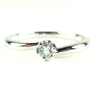 婚約指輪にも使われる、伝統の六本爪一粒石リングシリーズ。【 送料無料 】 誕生石3月 天然アクアマリン バースストーン 六本爪 ( 立て爪 ) 一粒石 ( ソリ...
