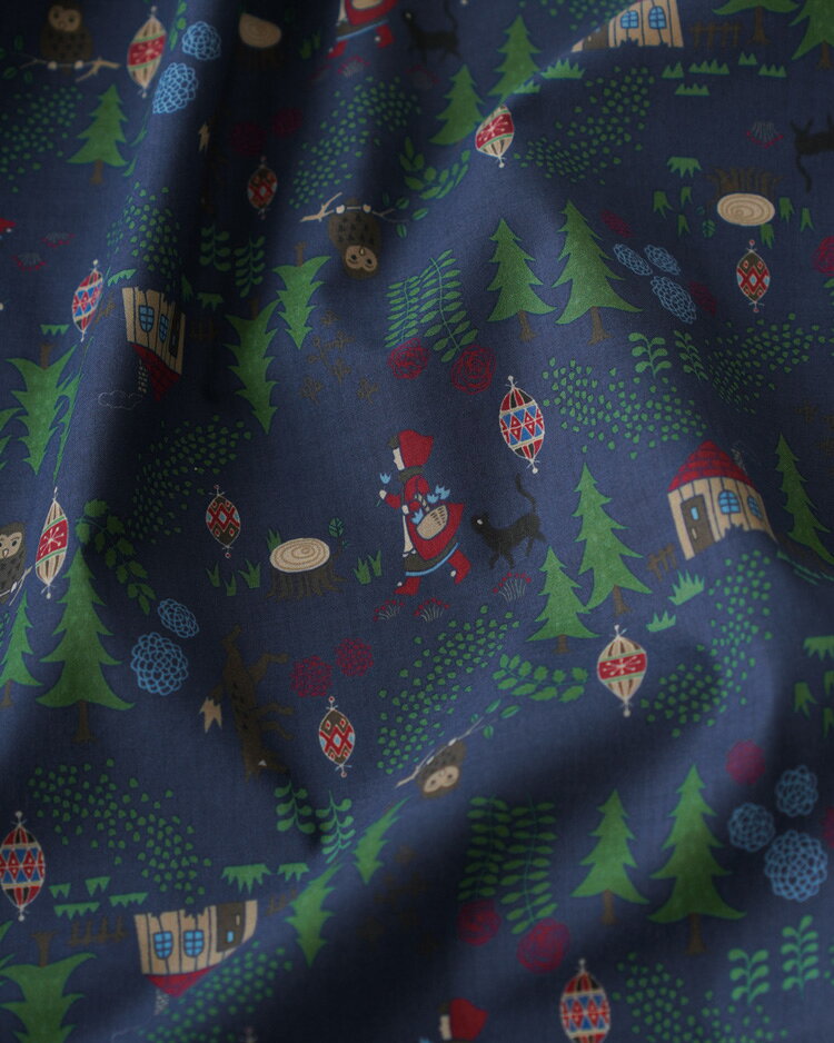 【楽天スーパーSALEエントリーでP10倍】＼10%OFF／ Tale & Tapestry ローン生地 赤ずきん 【50cm単位オーダーカット】 童話 絵本 森 布 ハンドメイド ソーイング 綿 布巾 ランチョンマット エプロン 服 シャツ ズボン 裁縫 大人 コットン 日本製 原ウール