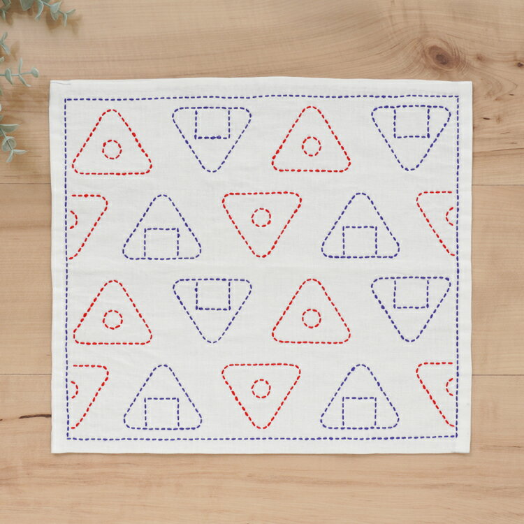 原ウール 刺し子キット 図案に沿って刺すだけ！かんたんキット 刺し子のふきん おにぎり 刺し子 キット..