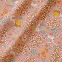 HIRVI シーチング生地 うさぎとカラフルな森(Apr)【50cm単位オーダーカット】生地 布 クロス シーチング ソーイング ナチュラル 動物 かわいい ヒルヴィ 原ウール
