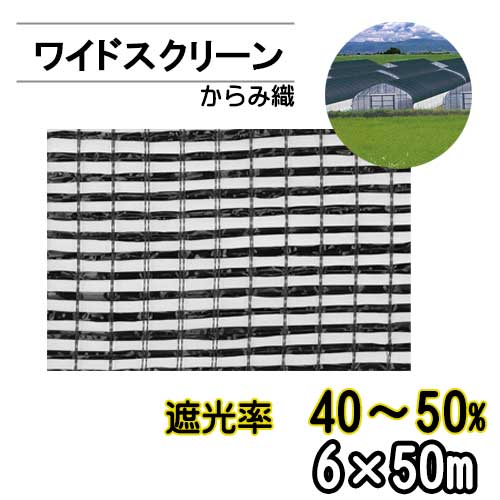 遮光ネット ワイドスクリーン BK1206 遮光率40-50% 巾6m 長さ50m からみ織 黒 ※個人宅配送別途送料※ ※沖縄・離島別途送料※