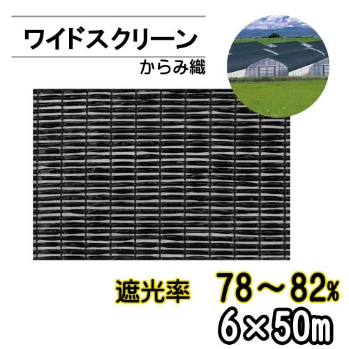 遮光ネット ワイドスクリーン BK2208 遮光率78～82% 巾6m 長さ50m からみ織 黒 ※個人宅配送別途送料※ ※沖縄・離島別途送料※