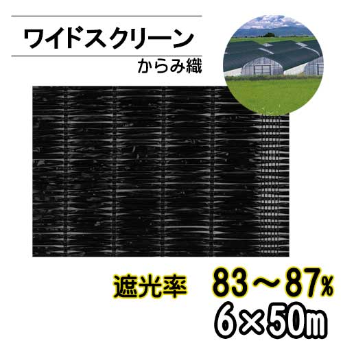 遮光ネット ワイドスクリーン BK2408 遮光率83～87% 巾6m 長さ50m からみ織 黒 ※個人宅配送別途送料※ ※沖縄・離島別途送料※